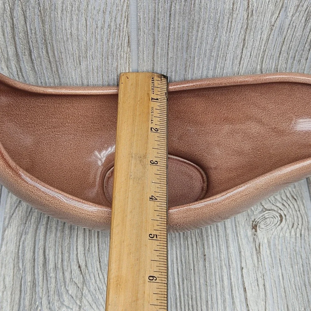 Red Wing USA 1582 Mid Century Modern Asymmetrical Wave Planter Copper Speckle